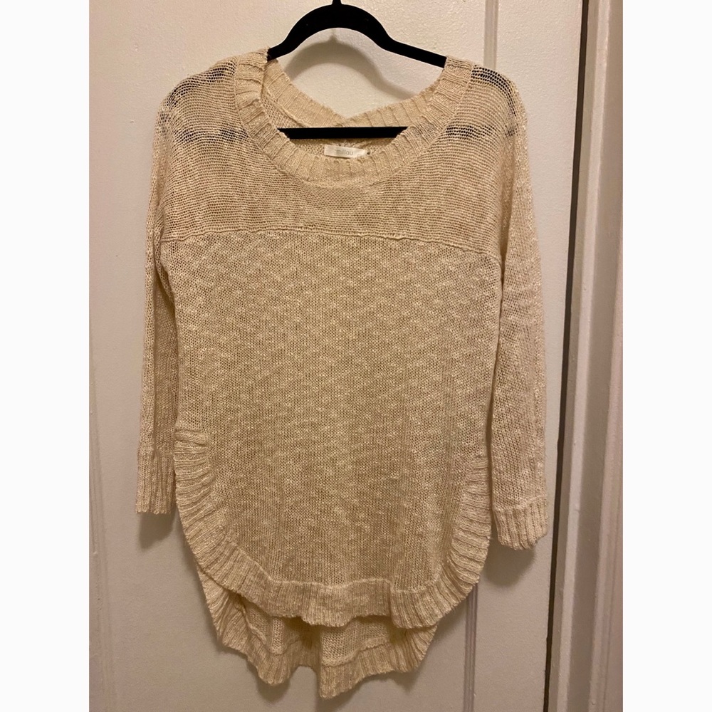 LF stores Millau knit crochet beige sweater